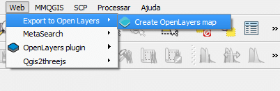 Acesso ao Plugin Export to OpenLayers 3